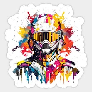 Man With Helmet Video Game Character Futuristic Warrior Portrait  Abstract Sticker